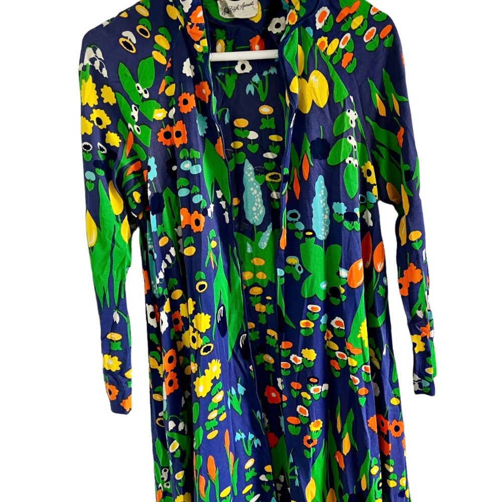 Saks Fifth Avenue • Vintage Floral Ruched Mock-Neck Maxi Dress Size M - Picture 8 of 8